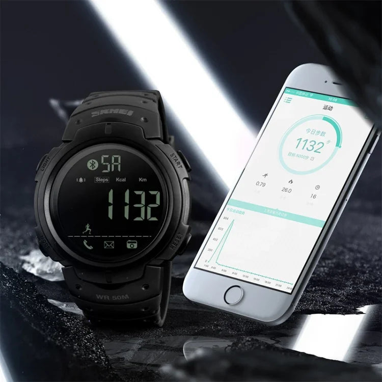 SKMEI 1301 Montre intelligente sportive Bluetooth multifonction étanche 50m, compatible avec Android & iOS