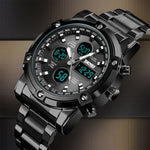 SKMEI 1389 Multifunctional Men Business Digital Watch 30m Waterproof Large Dial Wrist Watch with Stainless Steel Watchband , 1389 Silver, 1389 Black, 1389 Blue