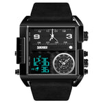 Montre numérique multifonctionnelle pour homme SKMEI 1391, étanche 30m, montre-bracelet à cadran carré avec bracelet en cuir