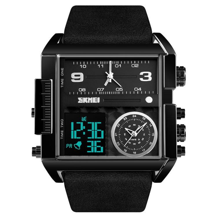 Montre numérique multifonctionnelle pour homme SKMEI 1391, étanche 30m, montre-bracelet à cadran carré avec bracelet en cuir
