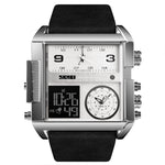 Montre numérique multifonctionnelle pour homme SKMEI 1391, étanche 30m, montre-bracelet à cadran carré avec bracelet en cuir