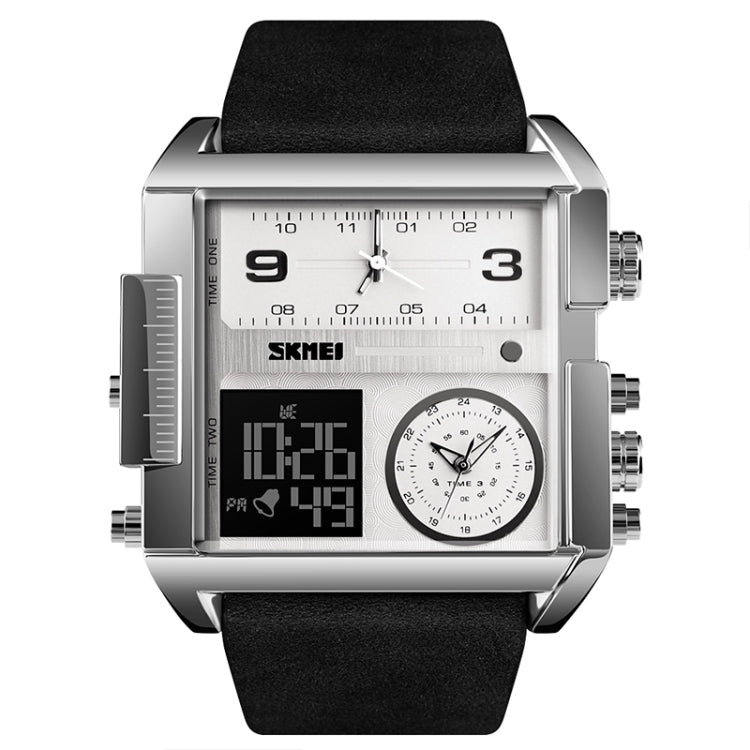 Montre numérique multifonctionnelle pour homme SKMEI 1391, étanche 30m, montre-bracelet à cadran carré avec bracelet en cuir