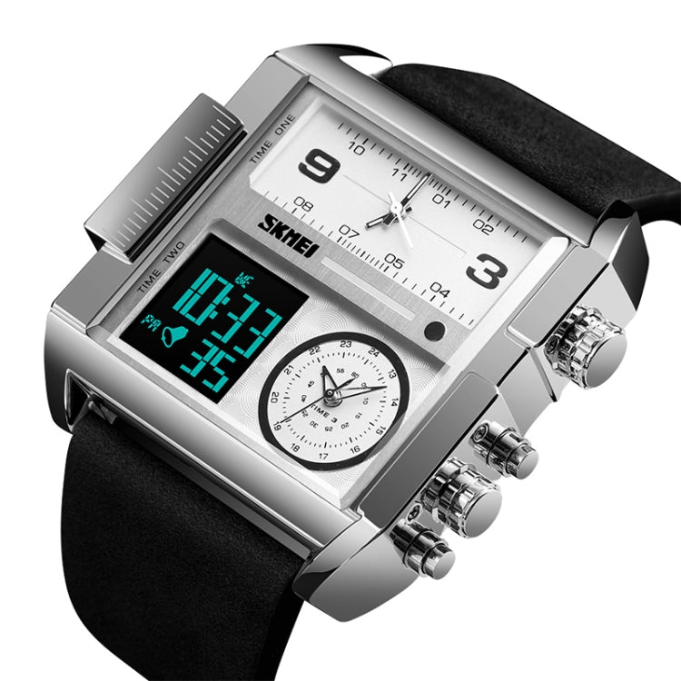 Montre numérique multifonctionnelle pour homme SKMEI 1391, étanche 30m, montre-bracelet à cadran carré avec bracelet en cuir