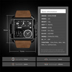 Montre numérique multifonctionnelle pour homme SKMEI 1391, étanche 30m, montre-bracelet à cadran carré avec bracelet en cuir