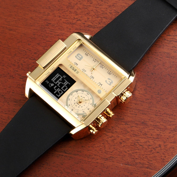 Montre numérique multifonctionnelle pour homme SKMEI 1391, étanche 30m, montre-bracelet à cadran carré avec bracelet en cuir
