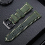 Crazy Horse Layer Frosted Black Buckle Watch Leather Watch Band, Size: 26mm