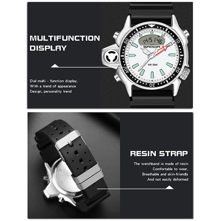 Montre numérique étanche 50m multifonctionnelle SANDA 3008 pour hommes, sports de plein air, noctiluque