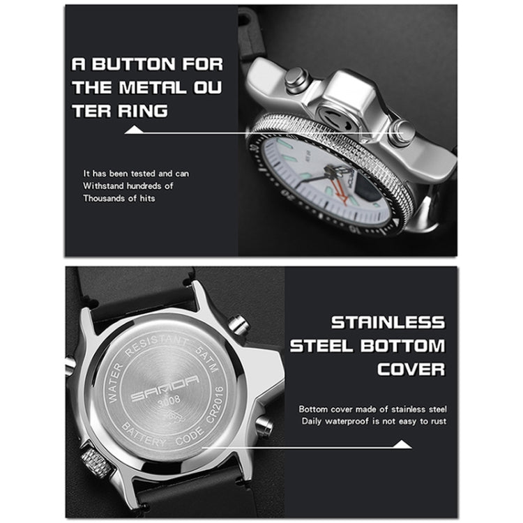 Montre numérique étanche 50m multifonctionnelle SANDA 3008 pour hommes, sports de plein air, noctiluque