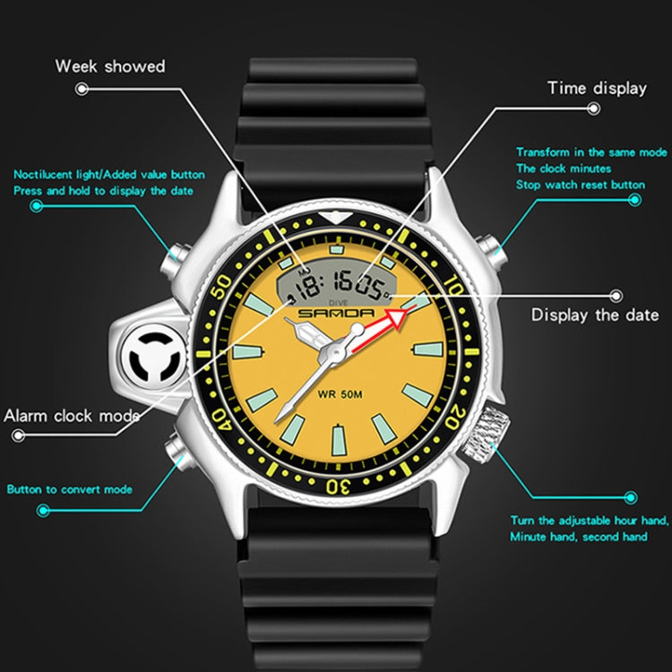 Montre numérique étanche 50m multifonctionnelle SANDA 3008 pour hommes, sports de plein air, noctiluque