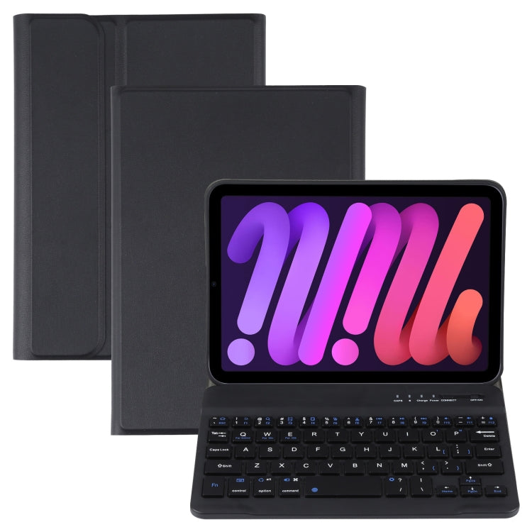 A06 Étui pour tablette en cuir avec clavier Bluetooth ultra-fin en TPU texture peau d'agneau et support, détachable, pour iPad mini 6 / mini 7, A06