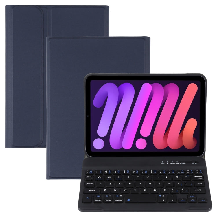 A06 Étui pour tablette en cuir avec clavier Bluetooth ultra-fin en TPU texture peau d'agneau et support, détachable, pour iPad mini 6 / mini 7, A06