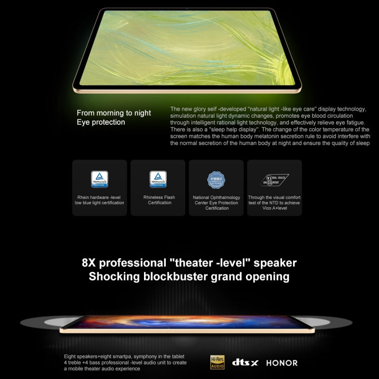MagicOS 7.0 Dimensity 8100 Octa Core, 8 haut-parleurs batterie grande capacité 10050mAh, ne prend pas en charge Google, 8GB+128GB