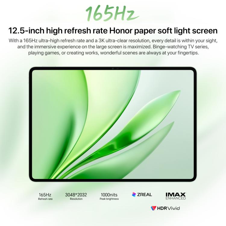 Honor MagicPad3 Tablette WiFi 12,5 pouces, 8GB+256GB MagicOS 9.0.1 Qualcomm Snapdragon 8 Gen3 Octa Core, 8GB+256GB