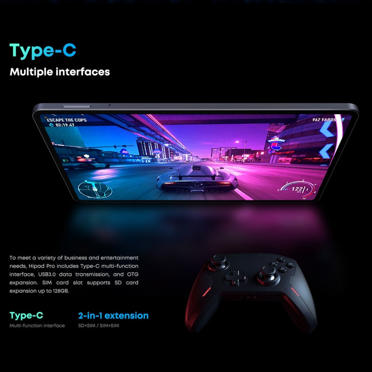 Sans clavier, Android 11, Qualcomm Snapdragon 662 Octa Core jusqu'à 2,0 GHz, support double SIM et Bluetooth et WiFi et carte TF (noir + bleu), HiPad Pro 8 Go + 128 Go