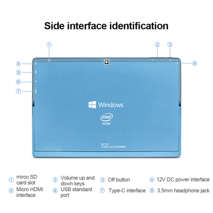 Système Windows 10, Intel Gemini Lake N4120 Quad Core jusqu'à 2,6 GHz, avec clavier et stylet, compatible Wi-Fi double bande et Bluetooth et carte TF et HDMI, prise US, W10 avec clavier et stylet