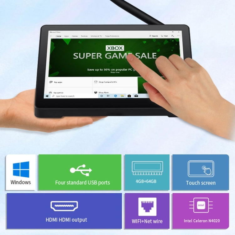 PiPo X9S Mini PC tout-en-un, 9,0 pouces, 4GB+64GB, Windows 10 Intel Celeron J4105 Quad Core, Prise US, 4GB+64GB