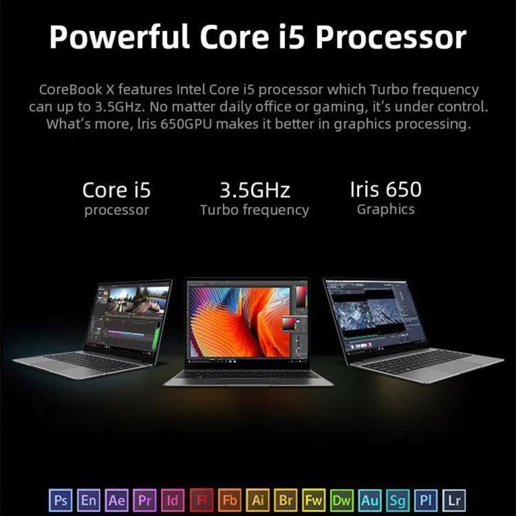 Windows 10 Home, Intel Core i5-8259U Quad Core 2,3GHz-3,8GHz, support WiFi double bande / Bluetooth / extension carte TF (gris foncé), i5-8259U 8GB+512GB