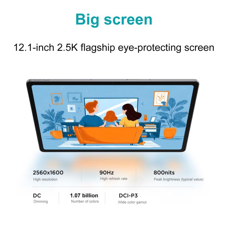 Tablette Lenovo Xiaoxin Pad 12,1 pouces 2025 WiFi, 8 Go+256 Go, MediaTek Dimensity 6400 Octa Core, prise US, 8 Go+256 Go