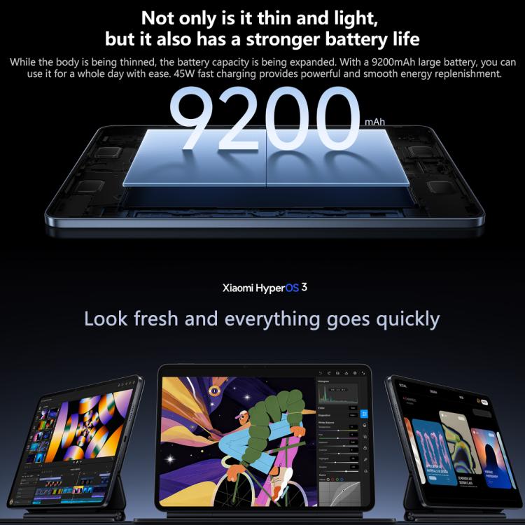 Xiaomi Pad 8 Pro 11,2 pouces, 16 Go+512 Go, HyperOS 3 Qualcomm Snapdragon 8 Elite Octa Core, 16 Go+512 Go