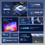 Ordinateur portable GXMO G156 15,6 pouces, 16GB+512GB, Windows 11 AMD Ryzen 7 5825U Octa Core, support déverrouillage par empreinte digitale, prise US, 32GB+1TB