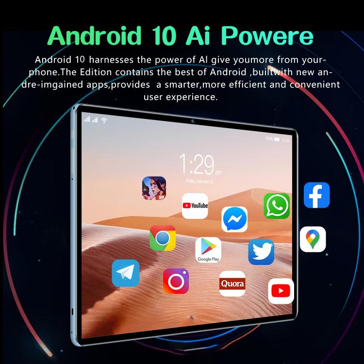 Tablette BDF P70 10,1 pouces 4G LTE, 6GB+128GB, Android 10 MTK6750 Octa Core, support double SIM, prise EU, 8GB+256GB, prise EU