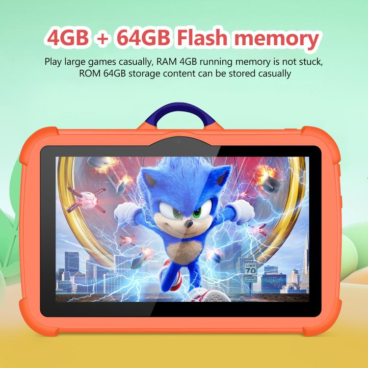 BDF C8 7 inch WiFi Kids Tablet PC, 2GB+32GB, Android 8.1 MTK6735 Octa Core CPU, US Plug, 4GB+64GB