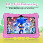 Tablette PC enfant WiFi BDF 7 pouces avec coque en silicone, 2 Go+32 Go, Android 8.1 MTK6735 Quad Core CPU, prise US, 4 Go+64 Go