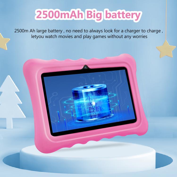 Tablette PC enfant WiFi BDF 7 pouces avec coque en silicone, 2 Go+32 Go, Android 8.1 MTK6735 Quad Core CPU, prise US, 4 Go+64 Go