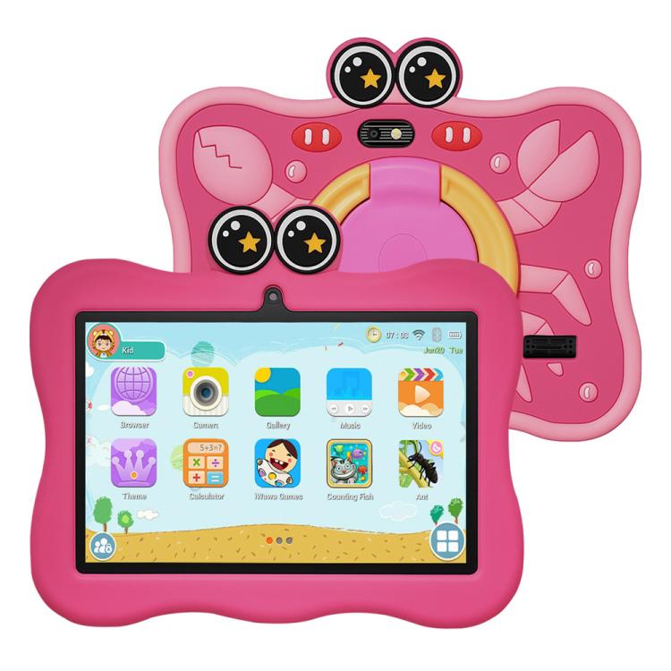 Tablette PC enfant WiFi BDF 7 pouces avec coque en silicone crabe, 2 Go+32 Go, Android 8.1 MTK6735 Quad Core CPU, prise US, 4 Go+64 Go