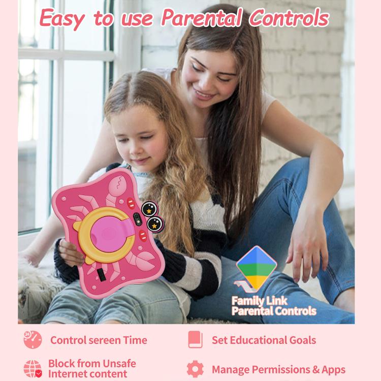 Tablette PC enfant WiFi BDF 7 pouces avec coque en silicone crabe, 2 Go+32 Go, Android 8.1 MTK6735 Quad Core CPU, prise US, 4 Go+64 Go