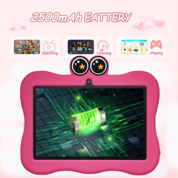 Tablette PC enfant WiFi BDF 7 pouces avec coque en silicone crabe, 2 Go+32 Go, Android 8.1 MTK6735 Quad Core CPU, prise US, 4 Go+64 Go