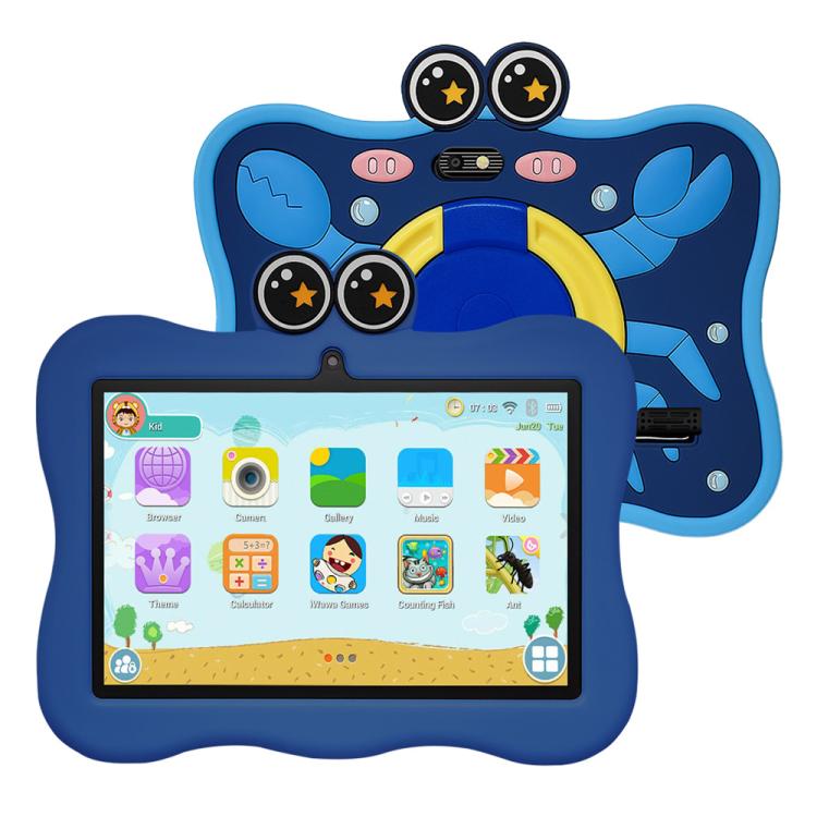 Tablette PC enfant WiFi BDF 7 pouces avec coque en silicone crabe, 2 Go+32 Go, Android 8.1 MTK6735 Quad Core CPU, prise US, 4 Go+64 Go