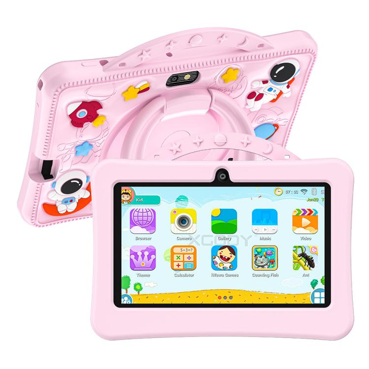 Tablette PC enfant WiFi BDF 7 pouces avec coque en silicone astronaute portable, 1 Go+16 Go, Android 8.1 MTK6735 Quad Core CPU, prise US, 3 Go+32 Go