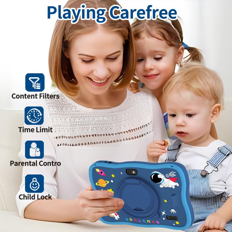 BDF 7 inch WiFi Kids Tablet PC with Spaceman Silicone Case, 2GB+32GB, Android 8.1 MTK6735 Quad Core CPU, US Plug, 4GB+64GB