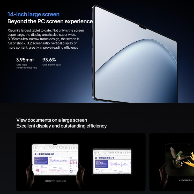 Xiaomi Pad 7 Ultra 14 pouces, 12 Go+512 Go, HyperOS 2, XRING O1 CPU déca-core 3 nm, 12 Go+512 Go