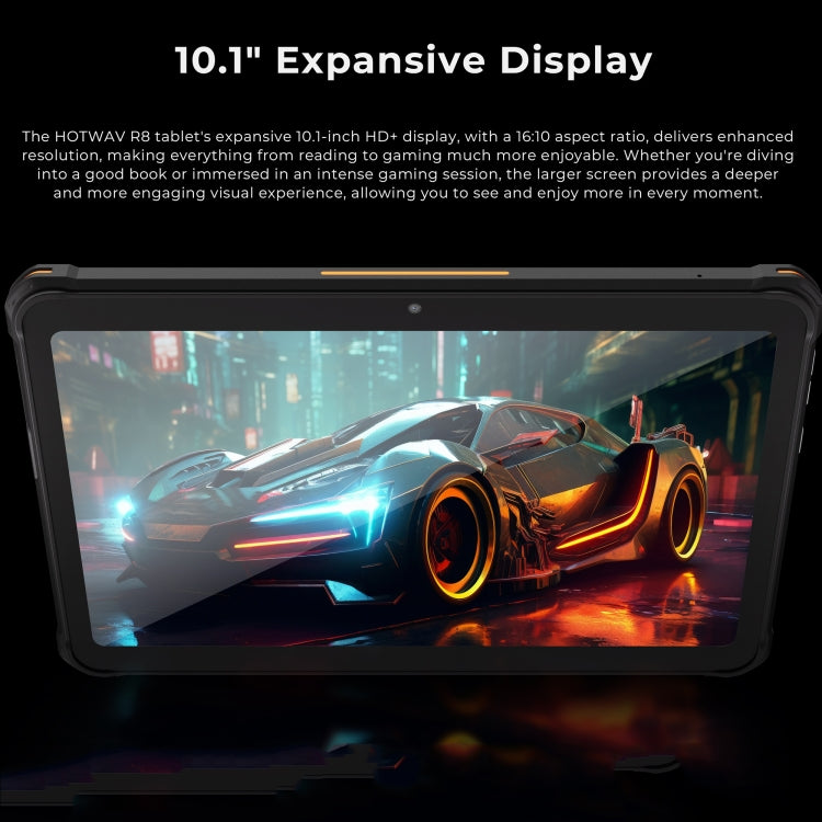 Tablette robuste HOTWAV Tab R8 IP68/IP69K, 4GB+128GB, 10,1 pouces Android 14 Unisoc T606 Octa Core Réseau 4G, Version mondiale avec Google Play, Prise EU, Tab R8