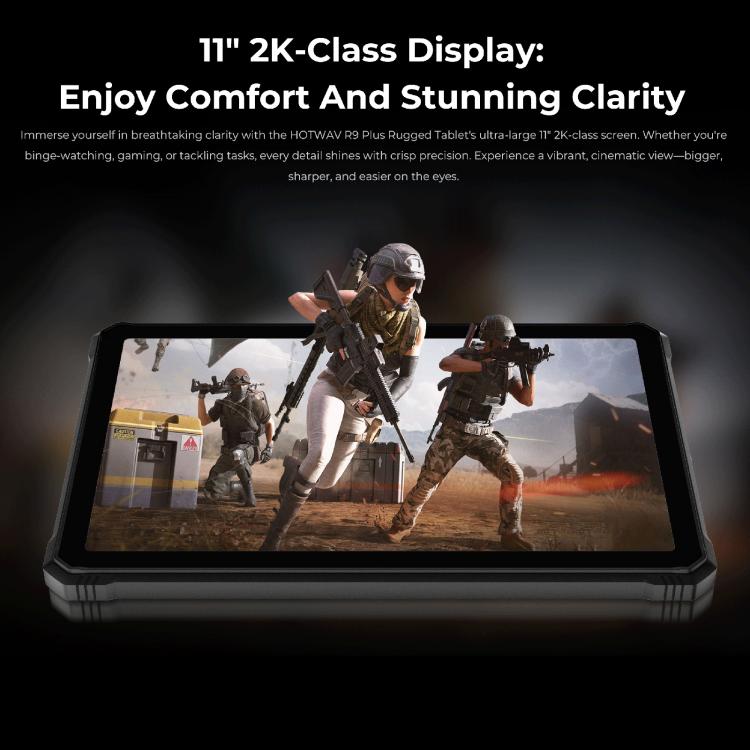 Tablette robuste HOTWAV Tab R9 Plus IP68/IP69K, 8 Go+512 Go, 11 pouces Android 14 Unisoc T7280 Octa Core Réseau 4G, version mondiale avec Google Play, prise EU, Tab R9 Plus