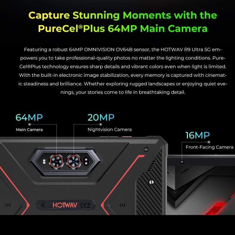 Tablette robuste HOTWAV Tab R9 Ultra IP68/IP69K, 8GB+512GB, 11 pouces Android 15 Unisoc T8200 Octa Core Réseau 5G, Version mondiale avec Google Play, Prise EU, Tab R9 Ultra