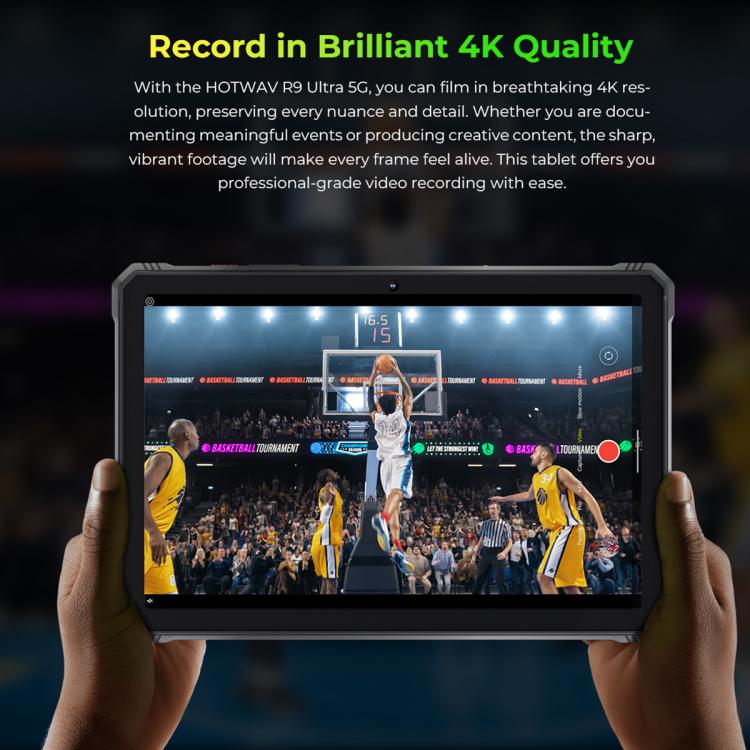 Tablette robuste HOTWAV Tab R9 Ultra IP68/IP69K, 8GB+512GB, 11 pouces Android 15 Unisoc T8200 Octa Core Réseau 5G, Version mondiale avec Google Play, Prise EU, Tab R9 Ultra