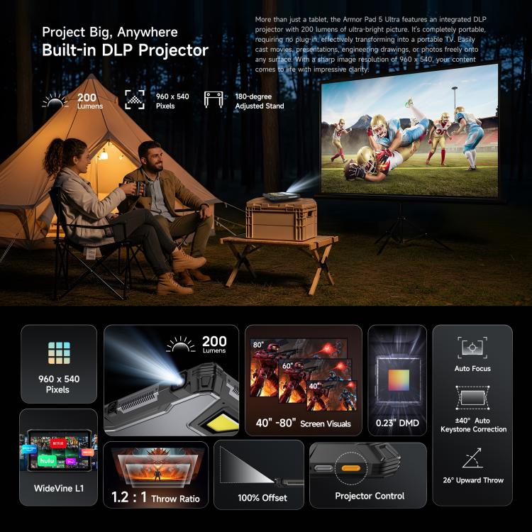 Tablette robuste Ulefone Armor Pad 5 Ultra, 12GB+512GB, 11 pouces Android 15 MediaTek Dimensity 7400X Octa Core Réseau 5G, Prise EU, Armor Pad 5 Ultra