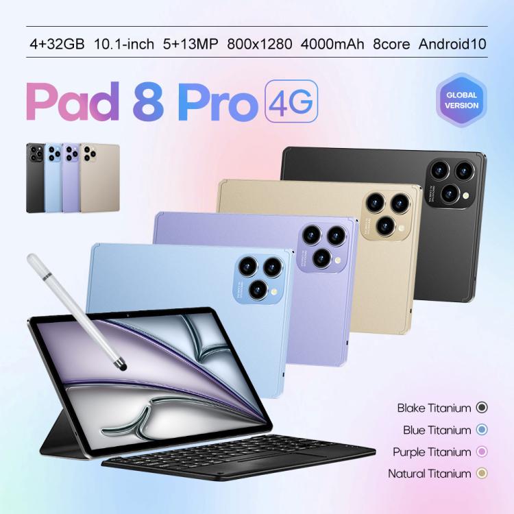 Tablette PC Pad 8 Pro 10,1 pouces 4G LTE ensemble combo, 4GB+32GB, Android 10 MT6755 Octa Core, avec clavier / souris / étui en cuir, prise AU, prise AU