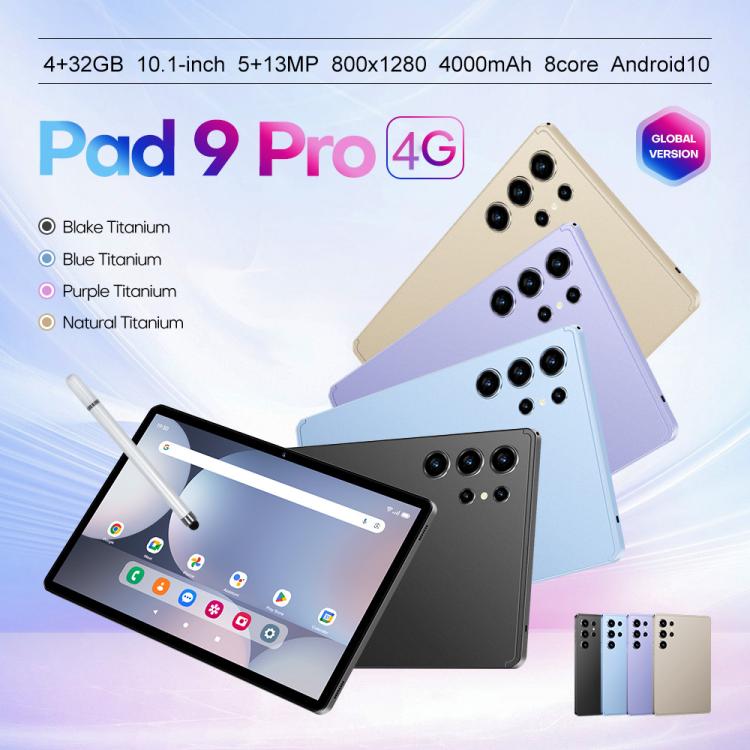 Tablette PC Pad 9 Pro 10,1 pouces 4G LTE ensemble combo, 4GB+32GB, Android 10 MT6755 Octa Core, avec clavier / souris / étui en cuir, prise EU, prise EU