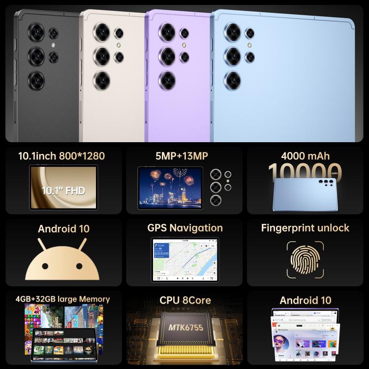 Tablette PC Pad 25 Ultra 10,1 pouces 4G LTE, 4 Go+32 Go, Android 10 MTK6755 Octa Core, prise américaine