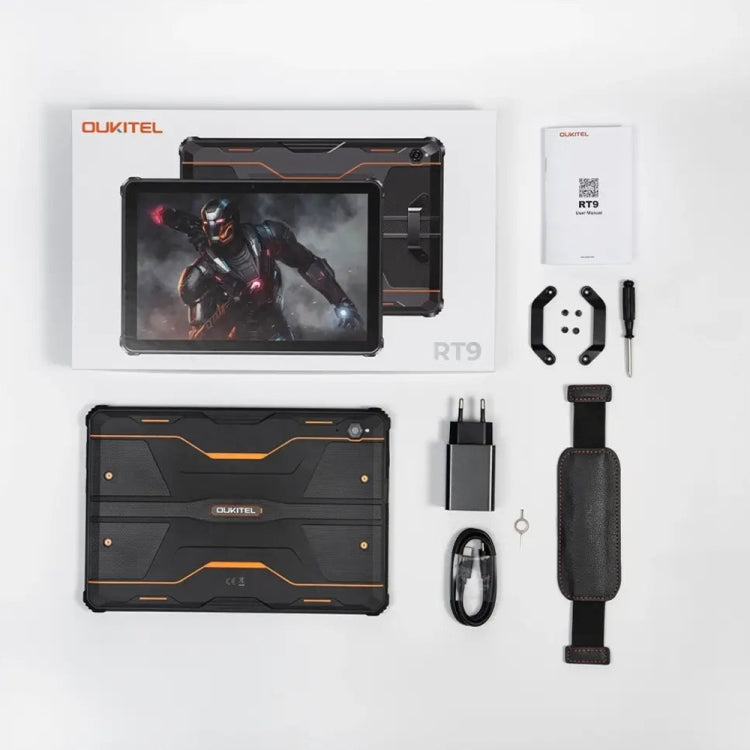 Tablette durcie OUKITEL RT9 compatible 4G IP68/IP69K, 6 Go + 256 Go, Android 14 de 11 pouces, Unisoc T606 Octa-Core, double SIM, prise UE, RT9 6 Go + 256 Go