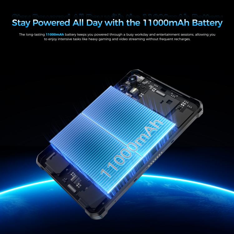 Tablette robuste OUKITEL RT3 Plus réseau 4G IP68/IP69K, 4 Go+128 Go, 8,0 pouces Android 15 MediaTek G81 Octa-Core, support double SIM, prise EU, RT3 Plus 4 Go+128 Go