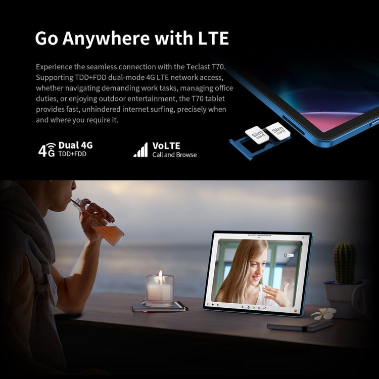 Tablette PC Teclast T70 4G LTE, 8GB+256GB, 14 pouces Android 14 MediaTek Helio G99 Octa Core, support double SIM, T70