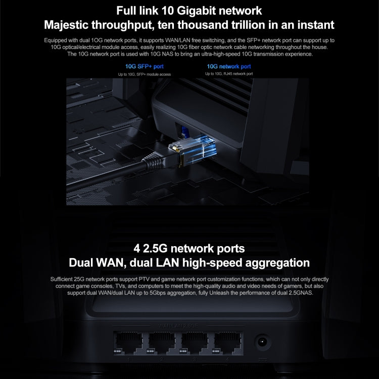Routeur WiFi Xiaomi original 10 Gigabit Tri-bande Réseau maillé sans fil Répéteur d'accélération de jeu, prise US, 10 Gigabit