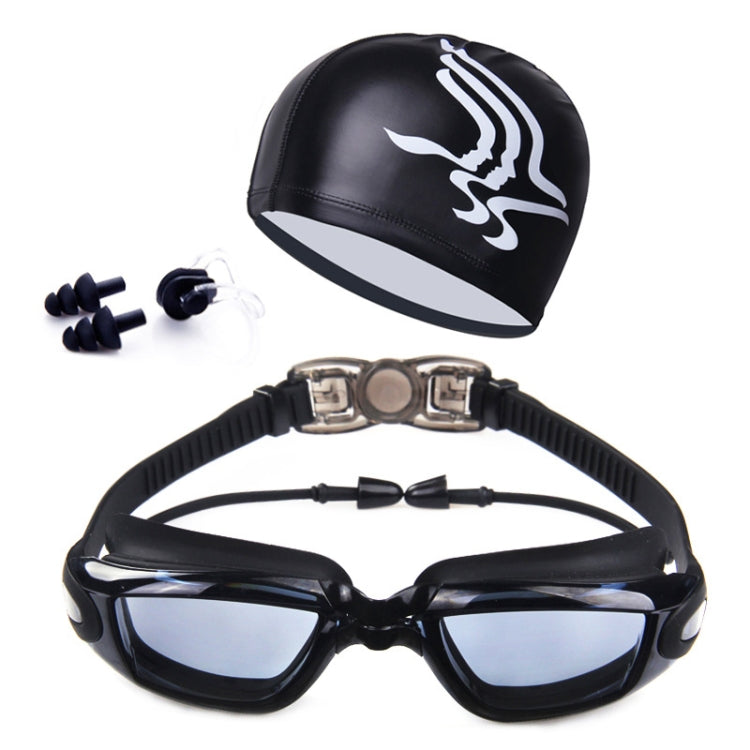 Lunettes de natation haute définition étanches et anti-buée avec bonnet de bain, lunettes de natation avec bonnet (noir), lunettes de natation avec bonnet (rose), lunettes de natation avec bonnet (bleu)