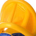 Cercle de natation avec ombrage pour enfants Water Fun, yacht, taille : 100x70cm, motif jaune, motif poisson marin bleu, motif poisson marin beige