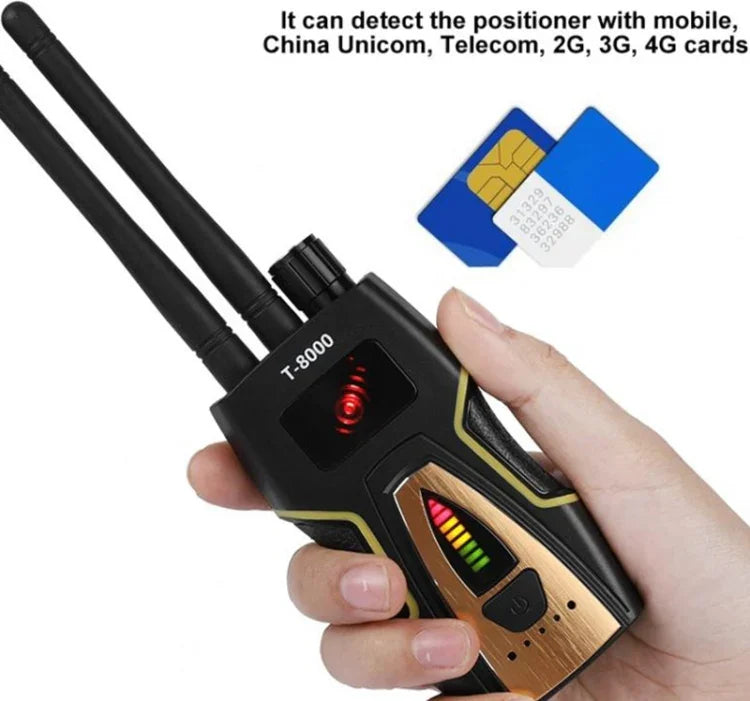 Détecteur de signaux RF T-8000, détecteur audio GSM et GPS, argent.